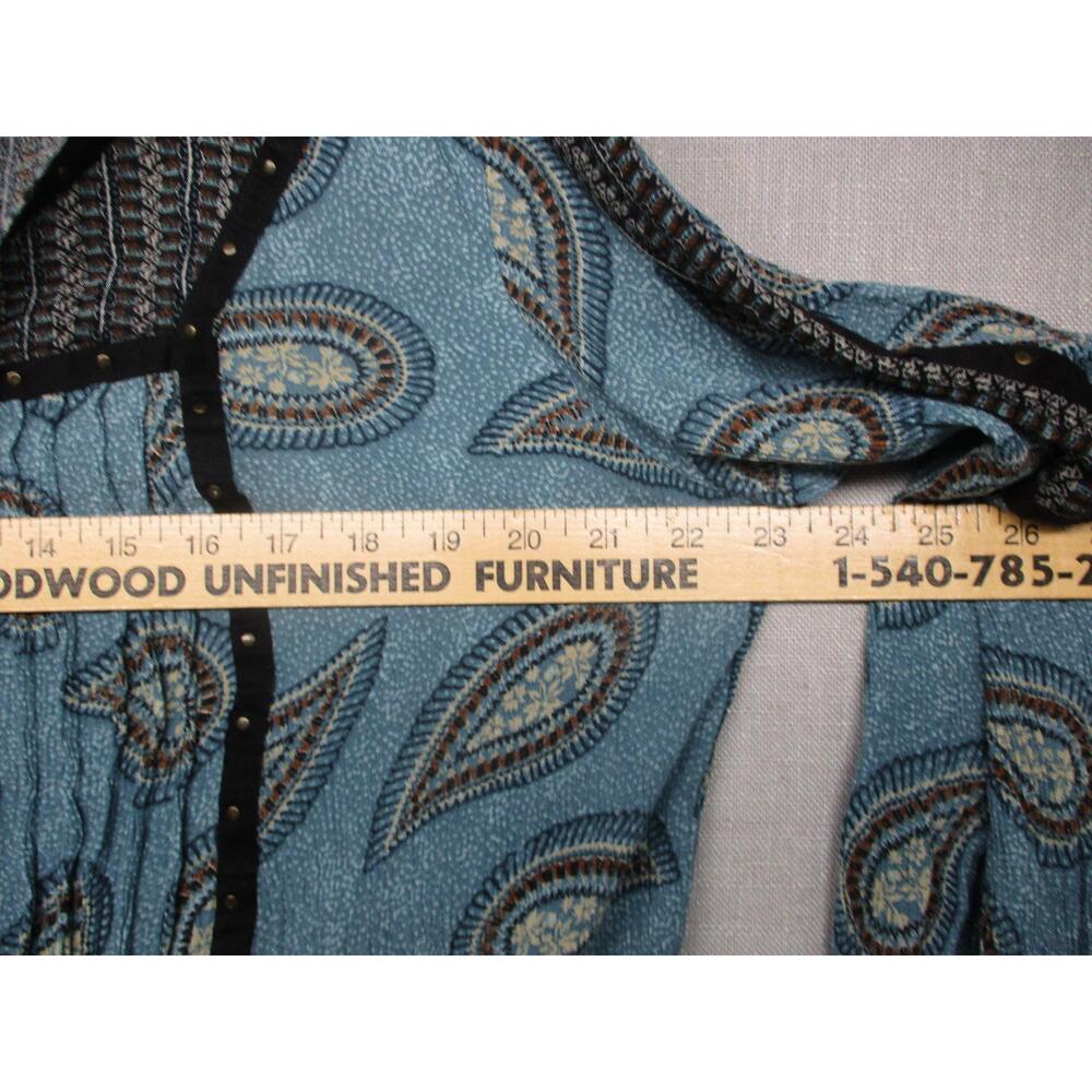 Style & Co Tunic Blue Paisley Bohemian Studded Tassel Peasant Blouse Size L - Picture 6 of 9